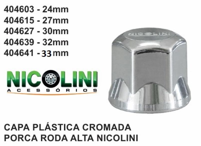 CAPA PLÁSTICA CROMADA  PORCA RODA ALTA NICOLINI